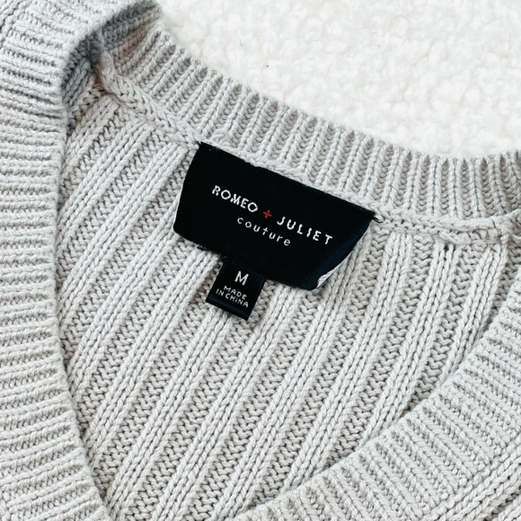 ROMEO & JULIET COUTURE • Grey Ribbed Knit Sweater Bodycon Midi Dress - Picture 10 of 13